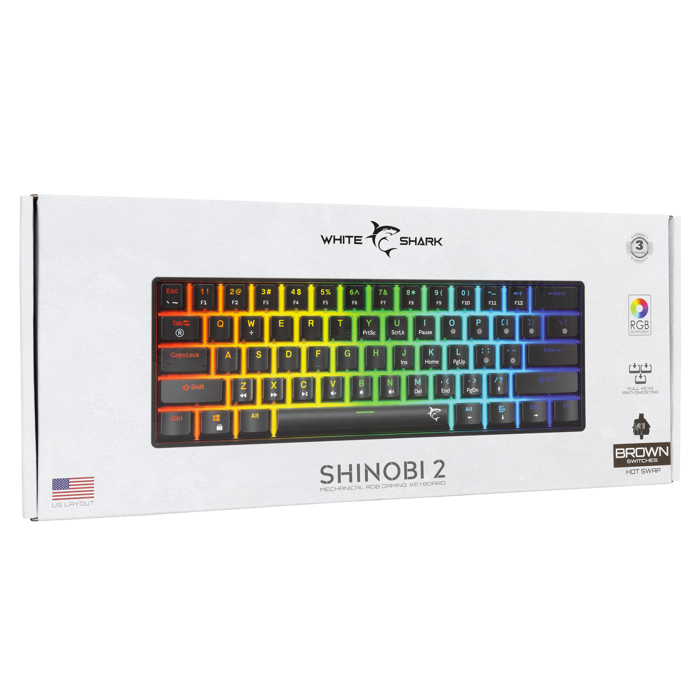 WHITE SHARK gaming tipkovnica GK-004131 SHINOBI-2 crna sm.sw. US
