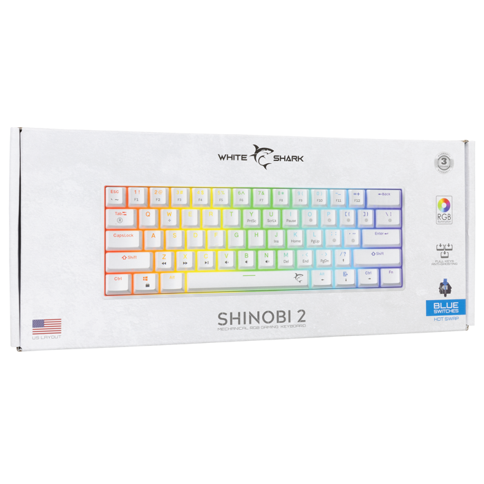 WHITE SHARK gaming tipkovnica GK-004221 SHINOBI-2 bijela pl.sw. US
