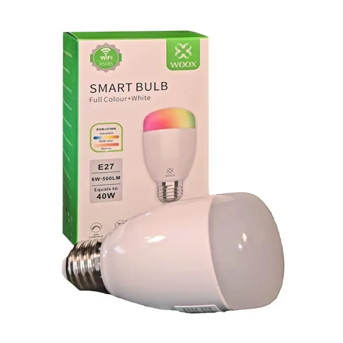 WOOX WiFi Smart LED RGB+CCT žarulja E27, 6W, 500lm, 2700K-6500K dimabilna, WooxHome app, glasovna kontrola - Alexa & Google Assistant (R5085)