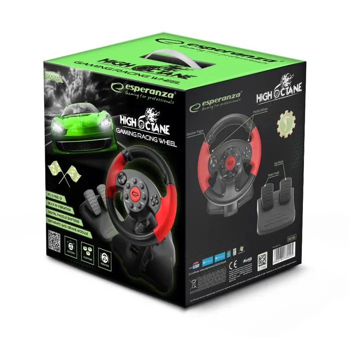xlyne EG103 Gaming Controller Steering wheel PC,Playstation 2,Playstation 3 Digital Black,Red