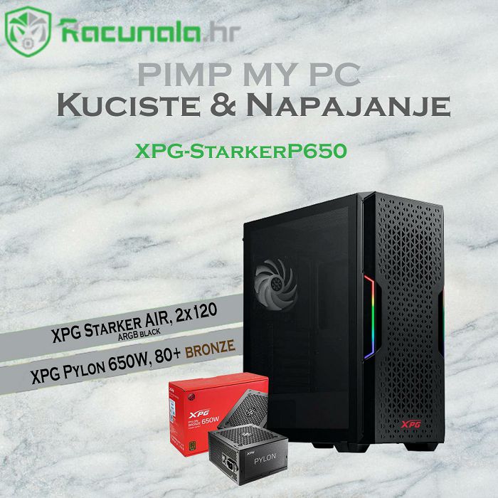 XPG Bundle Kućište Starker AIR black + Pylon 650W, bronze