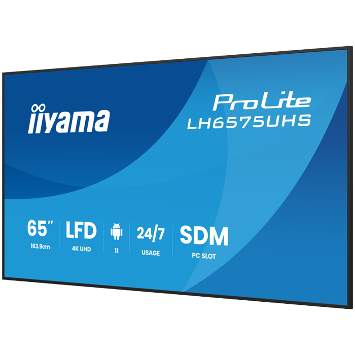 yama ProLite LH6575UHS-B2AG 65" Diagonal Class (64.5" viewable) LED-backlit LCD display digital signage built-in media player SDM Slot PC 4K UHD (2160p) 3840 x 2160 black matte